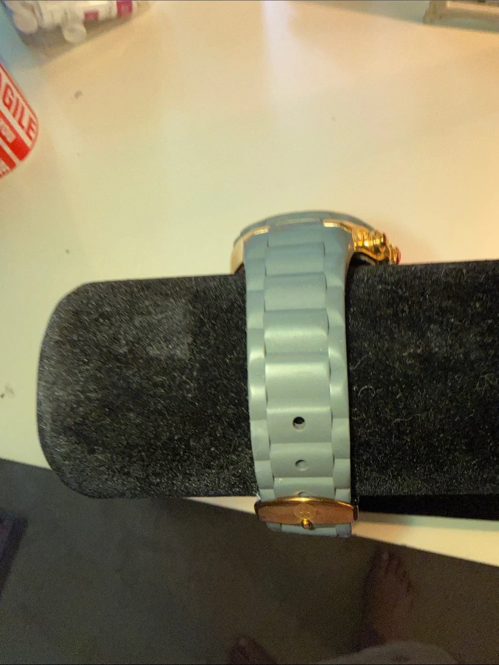 Michele Gold and Light Gray Chronograph Watch